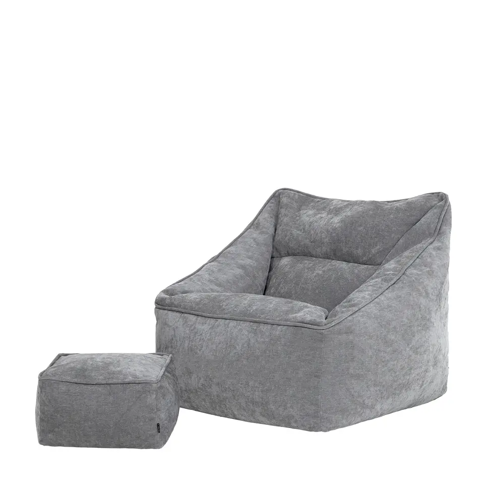 icon Zitzak en Poef Natalia - Chenille Zitzak Fauteuil - Grijs