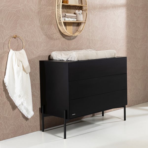 Kidsmill Boutique Babykamer Zwart Mat | Bed 60 x 120 cm   Commode   Kast 2-Deurs