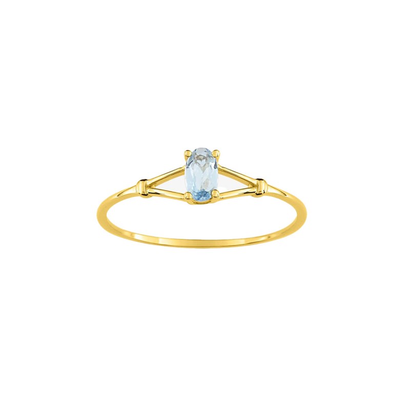 Bague Femme - aigue marine - Or 9 Carats