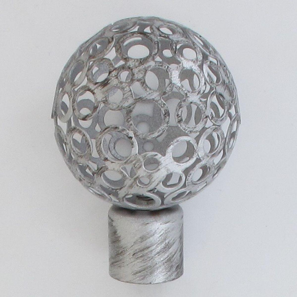 EMBOUT BOULE PERFOREE D20 X2 ARGENT NOIR
