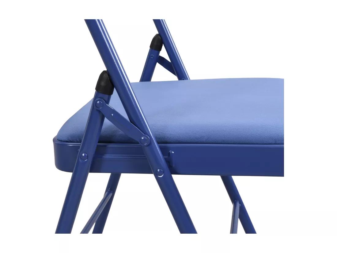 Lot de 2 chaises pliantes en velours et métal - Bleu - ORTENSIA
