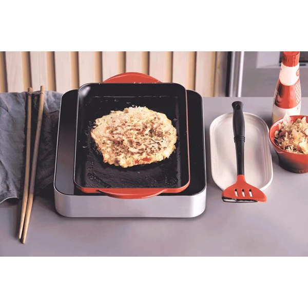 Grill rectangulaire fonte émaillée 32 cm Cerise Le Creuset