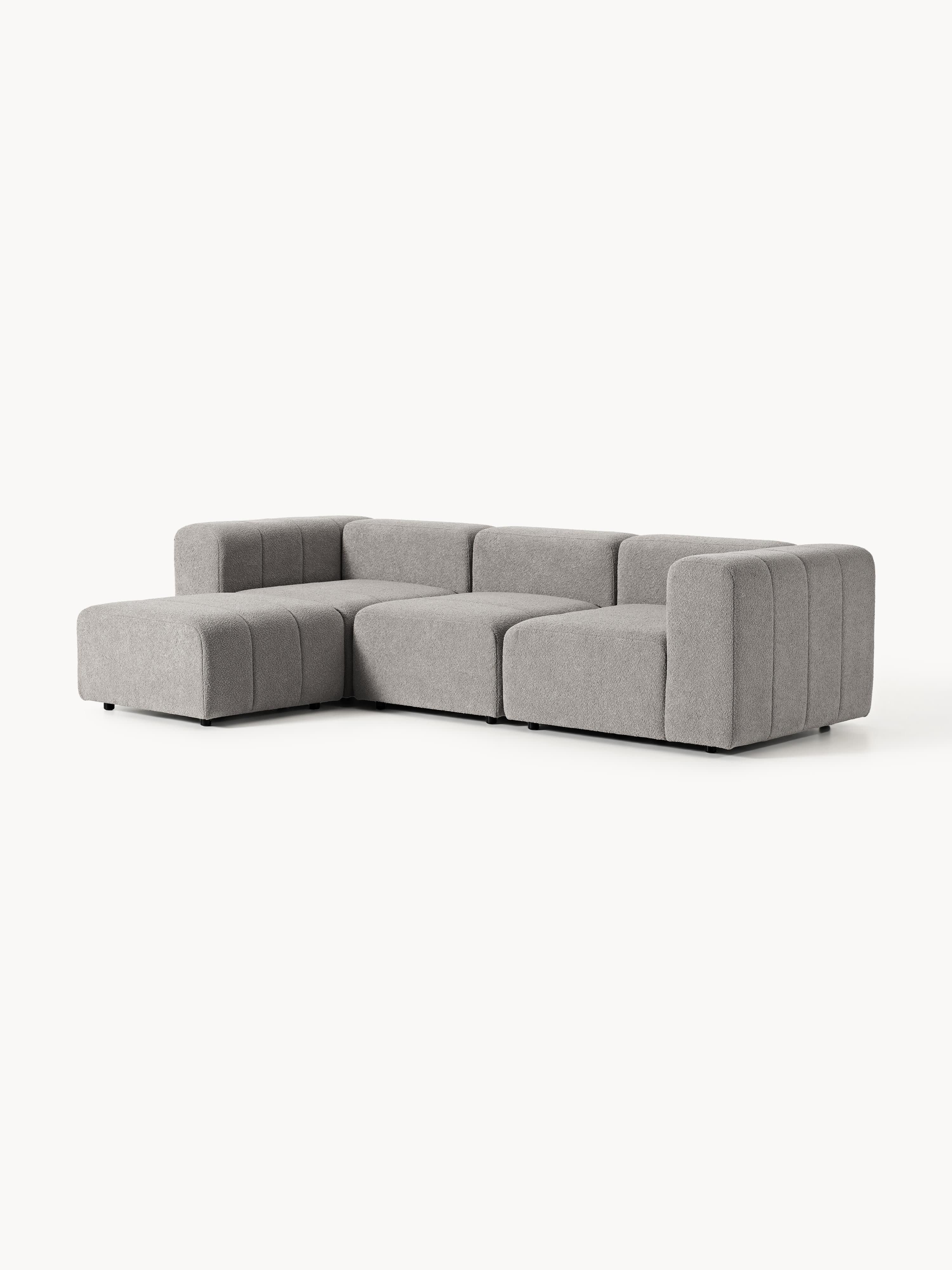 Modulaire bouclé bank Lena (4-zits) met poef (links/rechts)