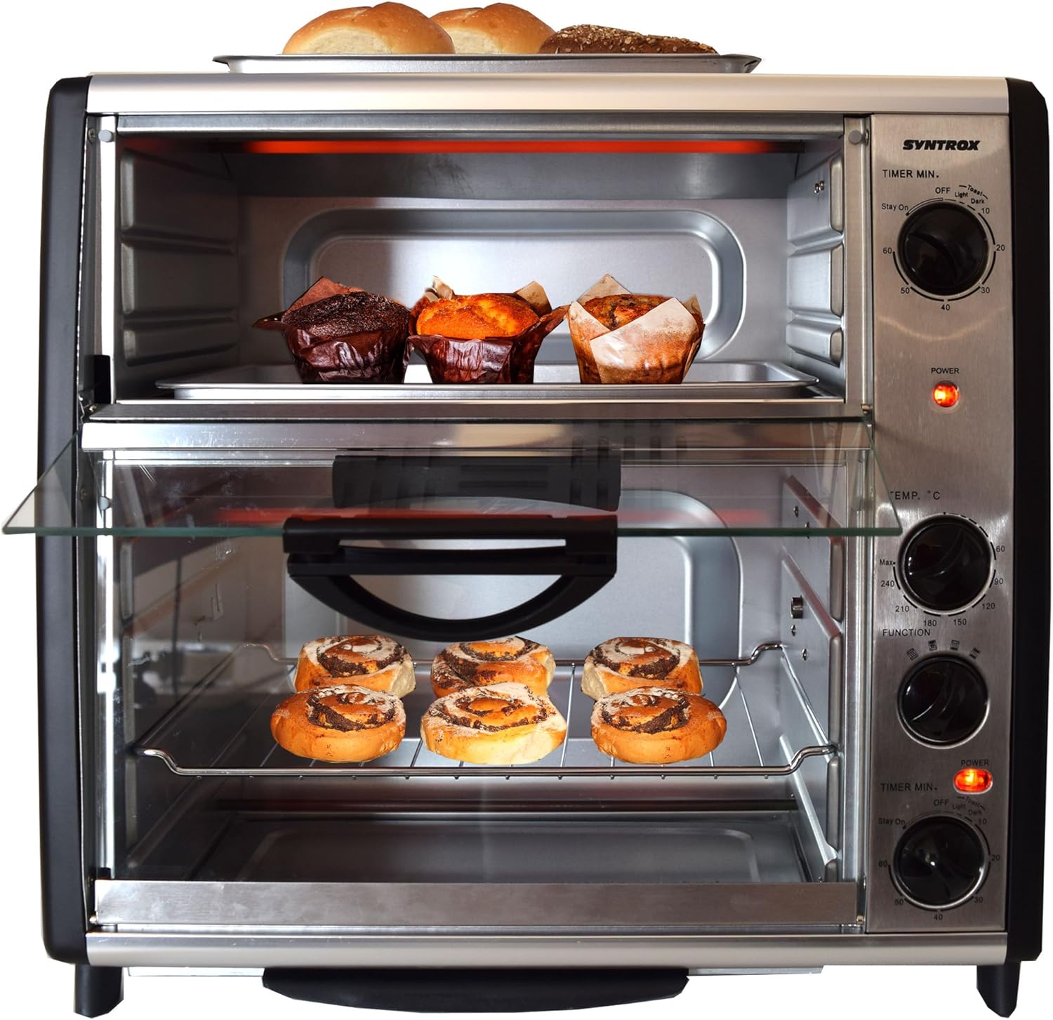 Syntrox Germany 42 Liter Edelstahl Doppel Backofen mit Barbecue