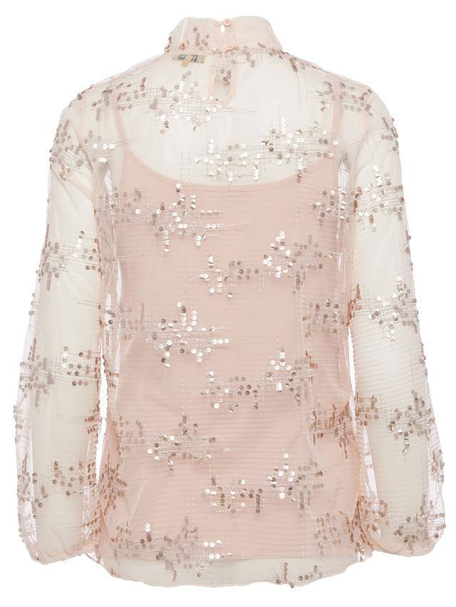 Blusenshirt Mesh mit Pailletten