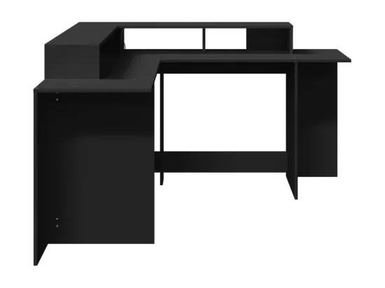 Bureau avec lumières LED noir 152x152x91 cm bois d'ingénierie