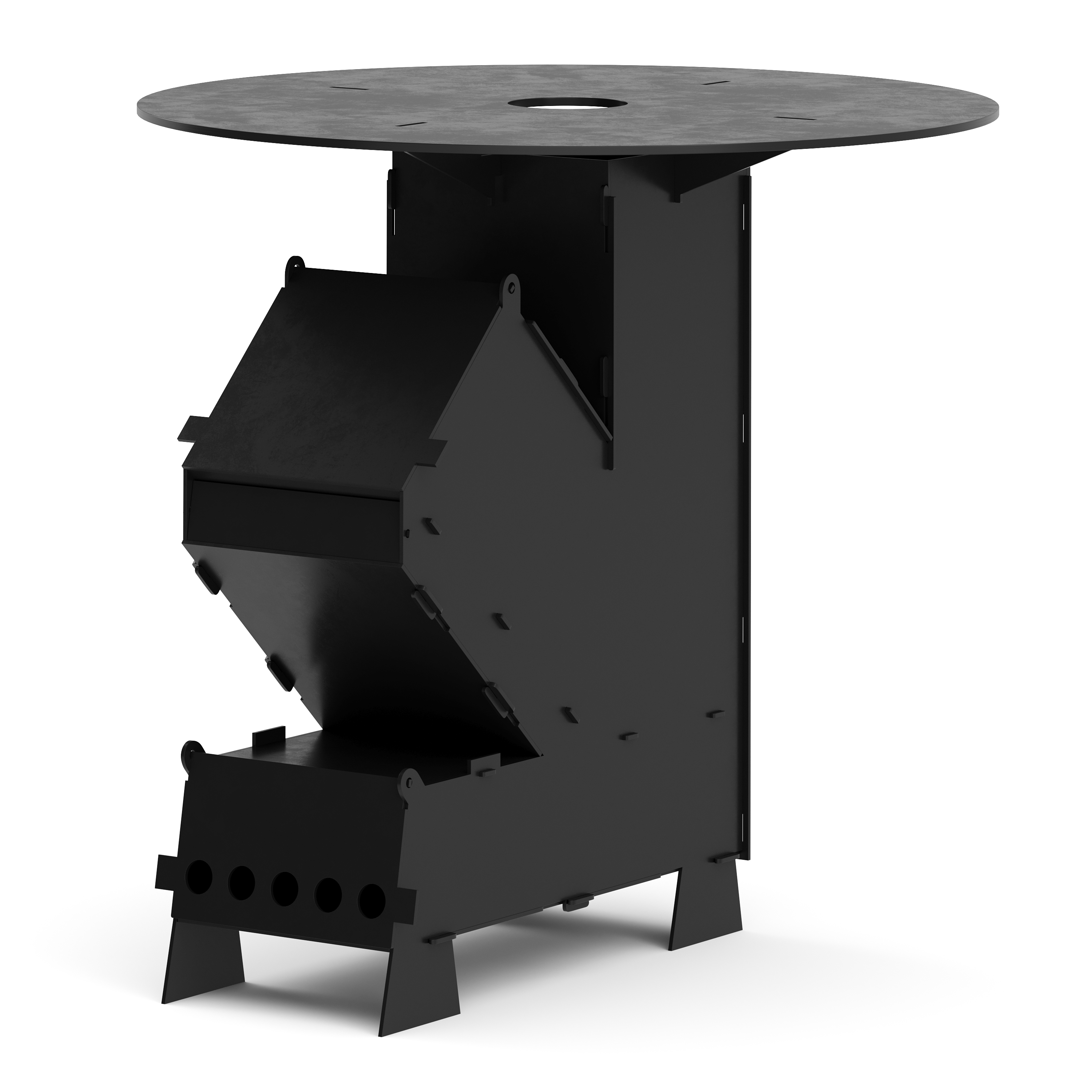 Raketenofen mit Grillplatte 36 x 14 x 57 cm