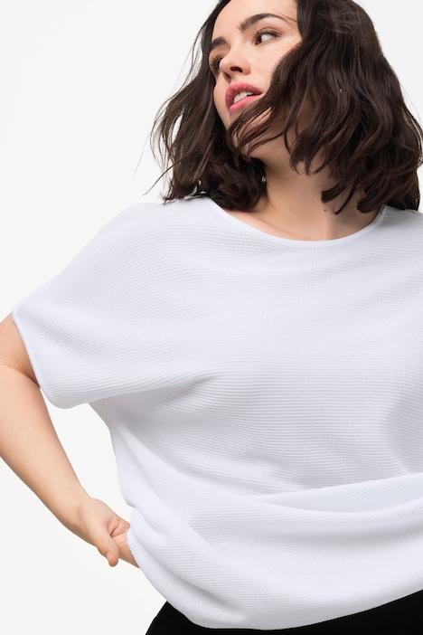 Pullover, Waffelstruktur, Oversized, Rundhals, Halbarm