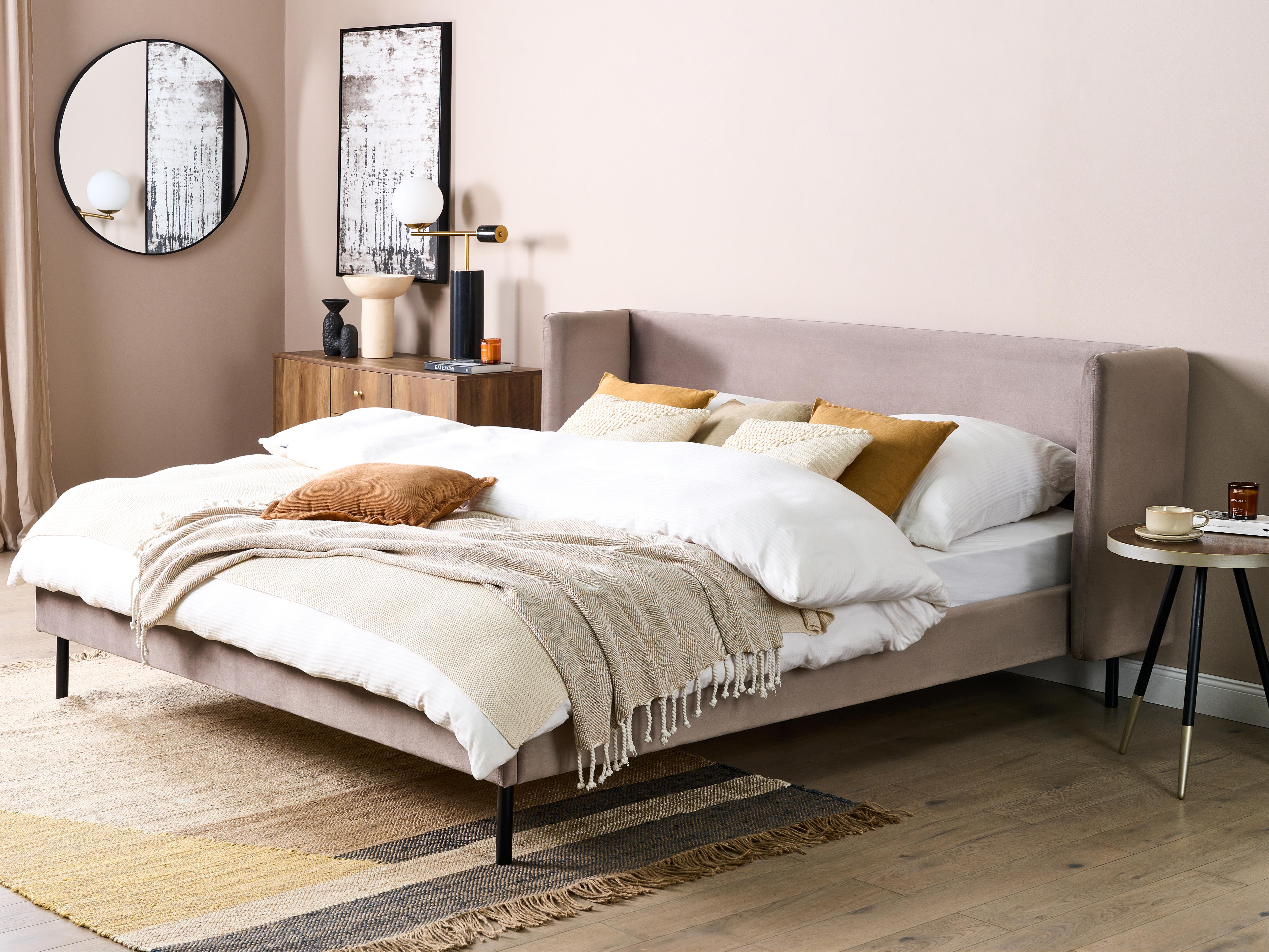 Bed Fluweel ARETTE 180 x 200 cm Taupe
