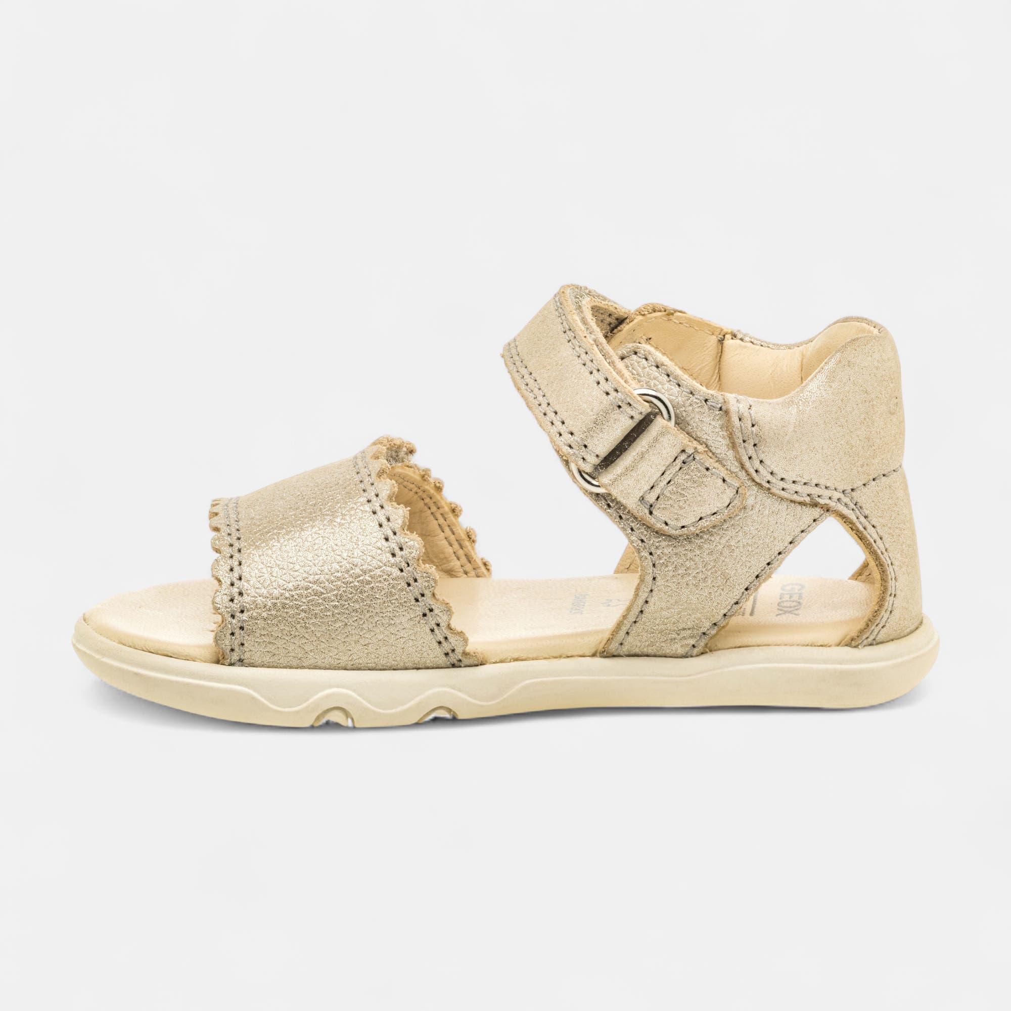 Nu-pieds Fille en cuir beige