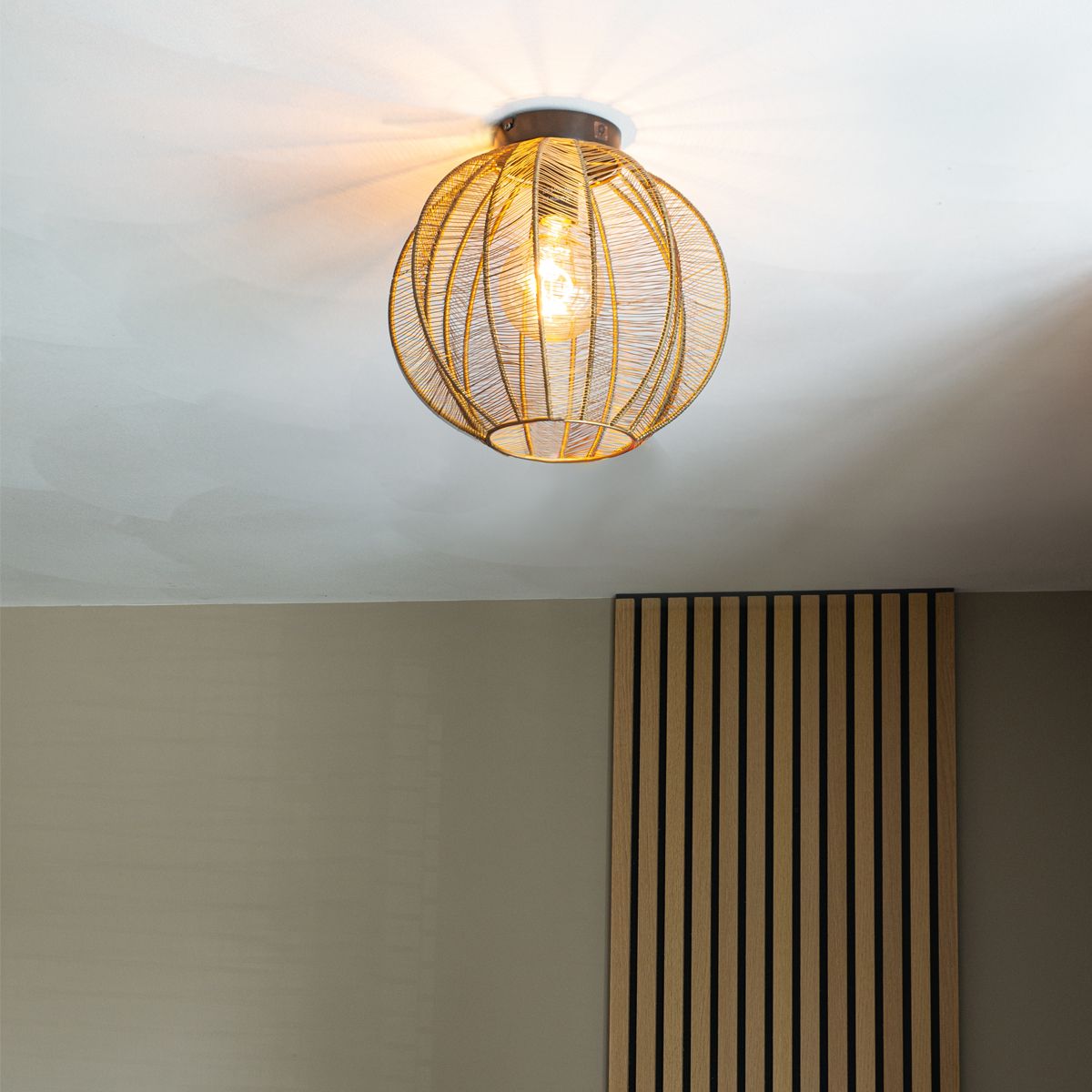 Industriële plafondlamp brons met zwart - Dong
