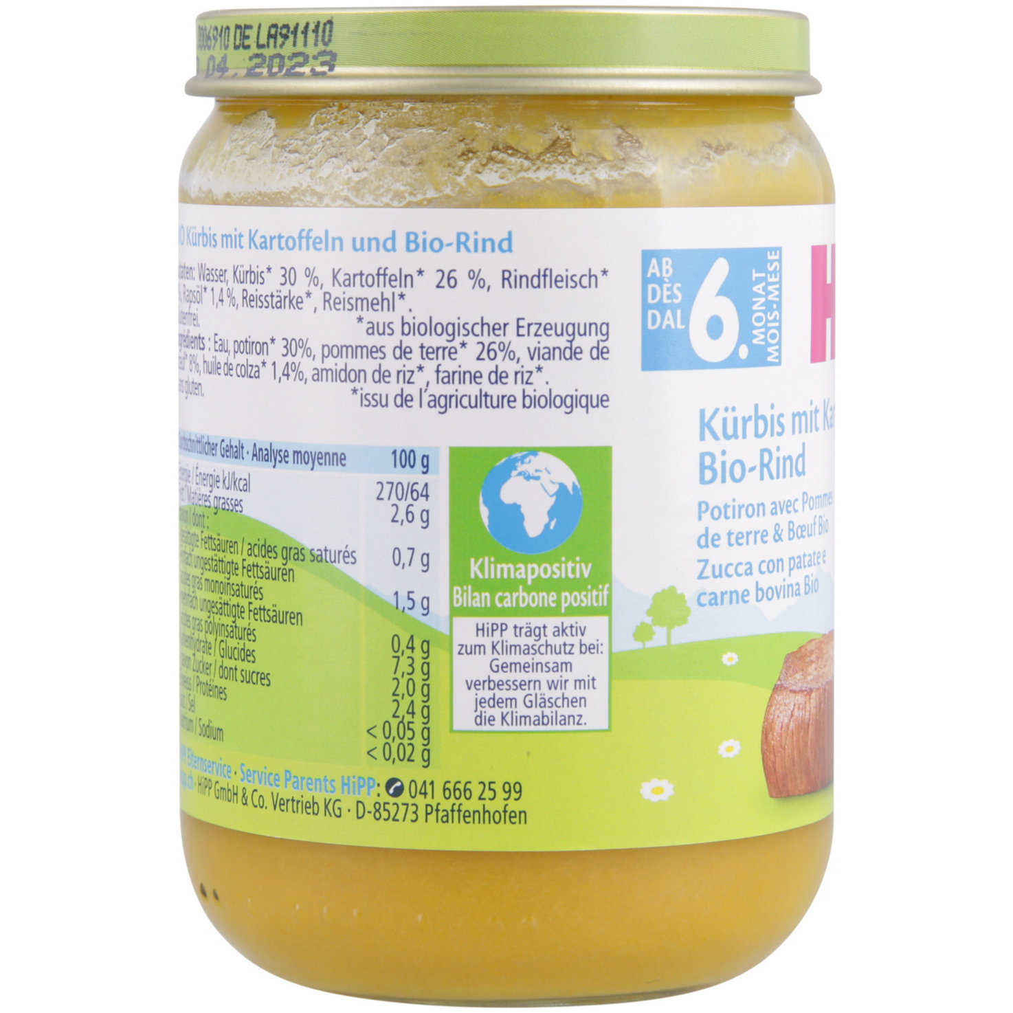 Hipp Kürbis Kartoffel & Bio-Rind 6+ Monate
