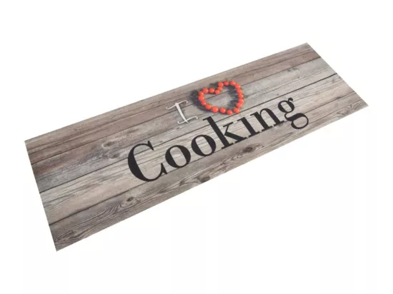 Tapis de cuisine lavable impression cuisine gris 60x180 cm