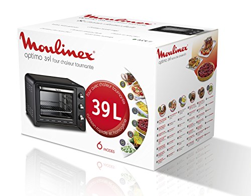 Moulinex Optimo OX484810   Four à convection de 39 L, 6 modes de cuisson avec thermostat jusqu'à 240 ° et minuterie jusqu'à 120 minutes, plaque de cuisson et grilles réversibles, design compact : 127.38: Cuisine et Maison