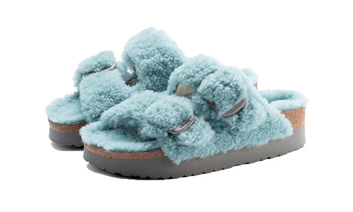 Birkenstock Arizona Big Buckle Shearling Teddy Faded Aqua