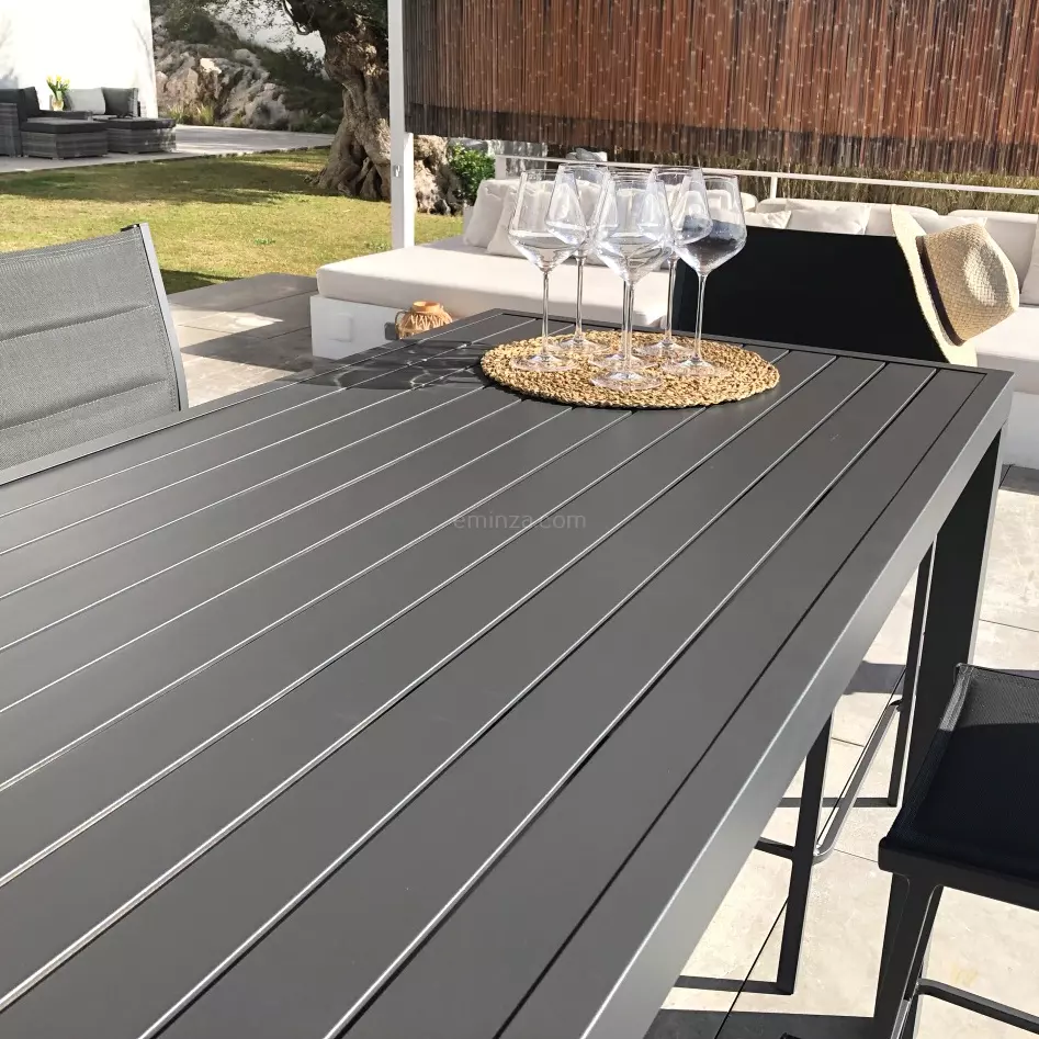 Table de jardin haute en aluminium 6 places (160 x H105 cm) Murano Gris anthracite