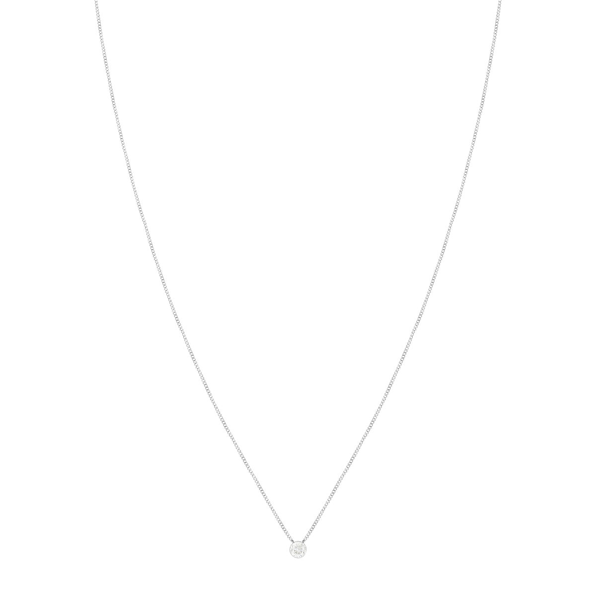 Collier MATY Or 375 blanc Diamant 45 cm