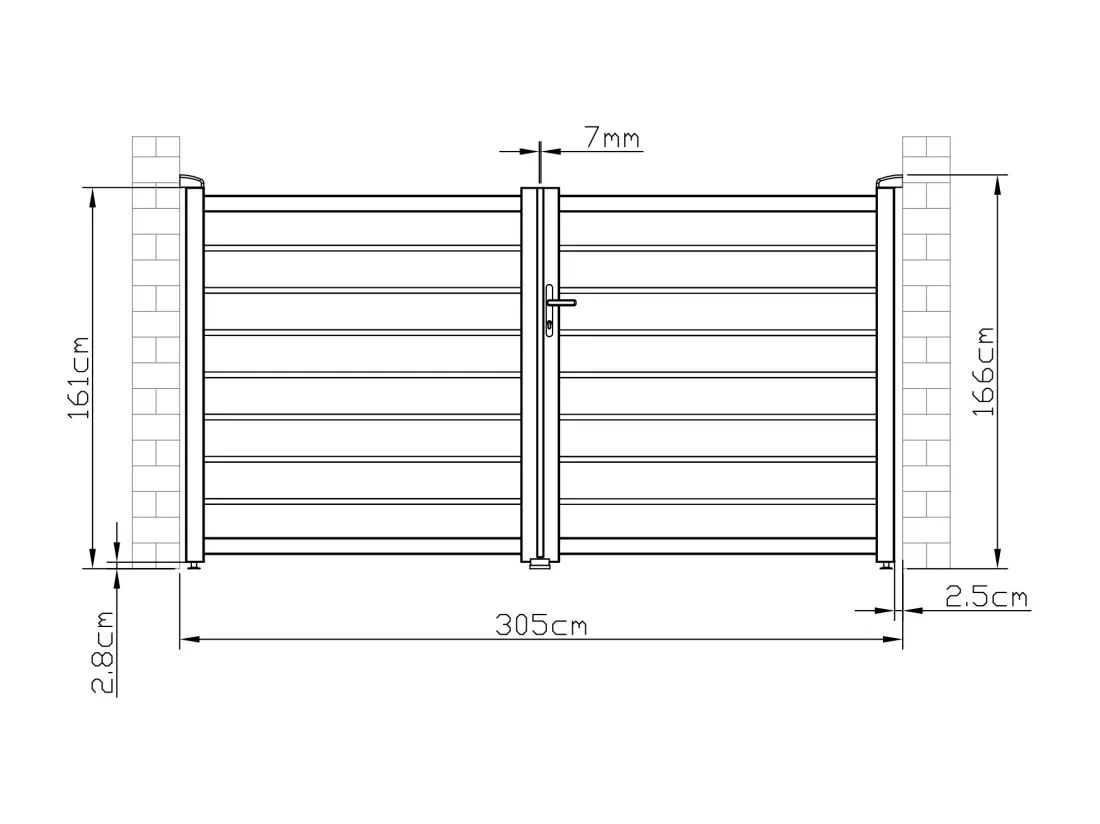 Portail battant aluminium ajouré L305 x H166 cm anthracite - PRIMO