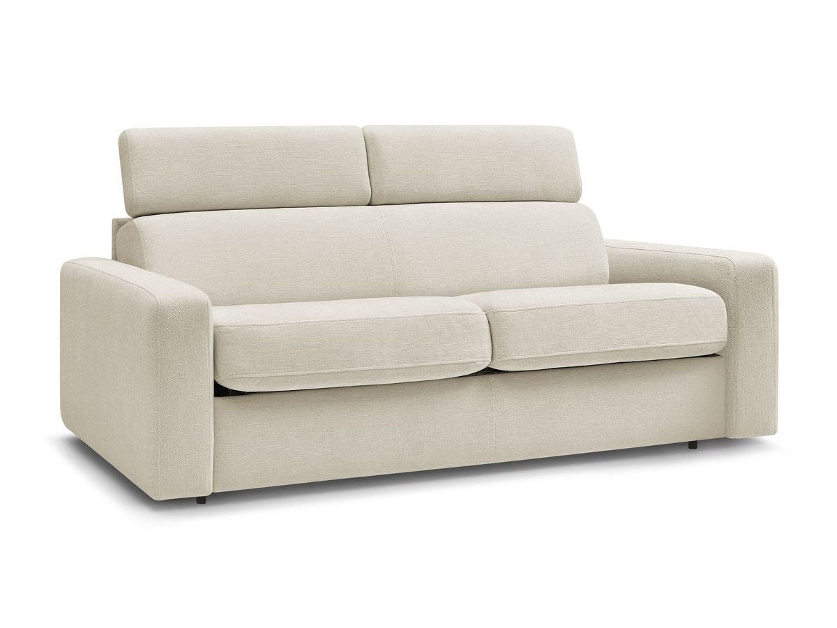Bobochic Canapé droit convertible monaco ouverture express tissu lisse beige - 195x99 cm