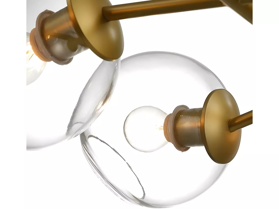 NETTLIFE Suspension LED en verre Diam.105 cm E27 avec 8 ampoules boule lumineuse lustre LED lampe de salon chambre lumière éclairage intérieur