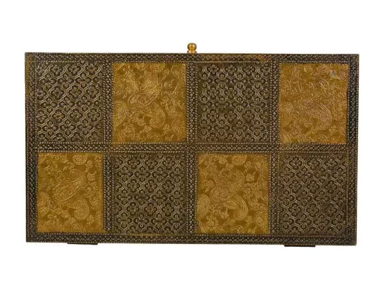 Coffret à bijoux en bois et métal marron 33x20,5x7h