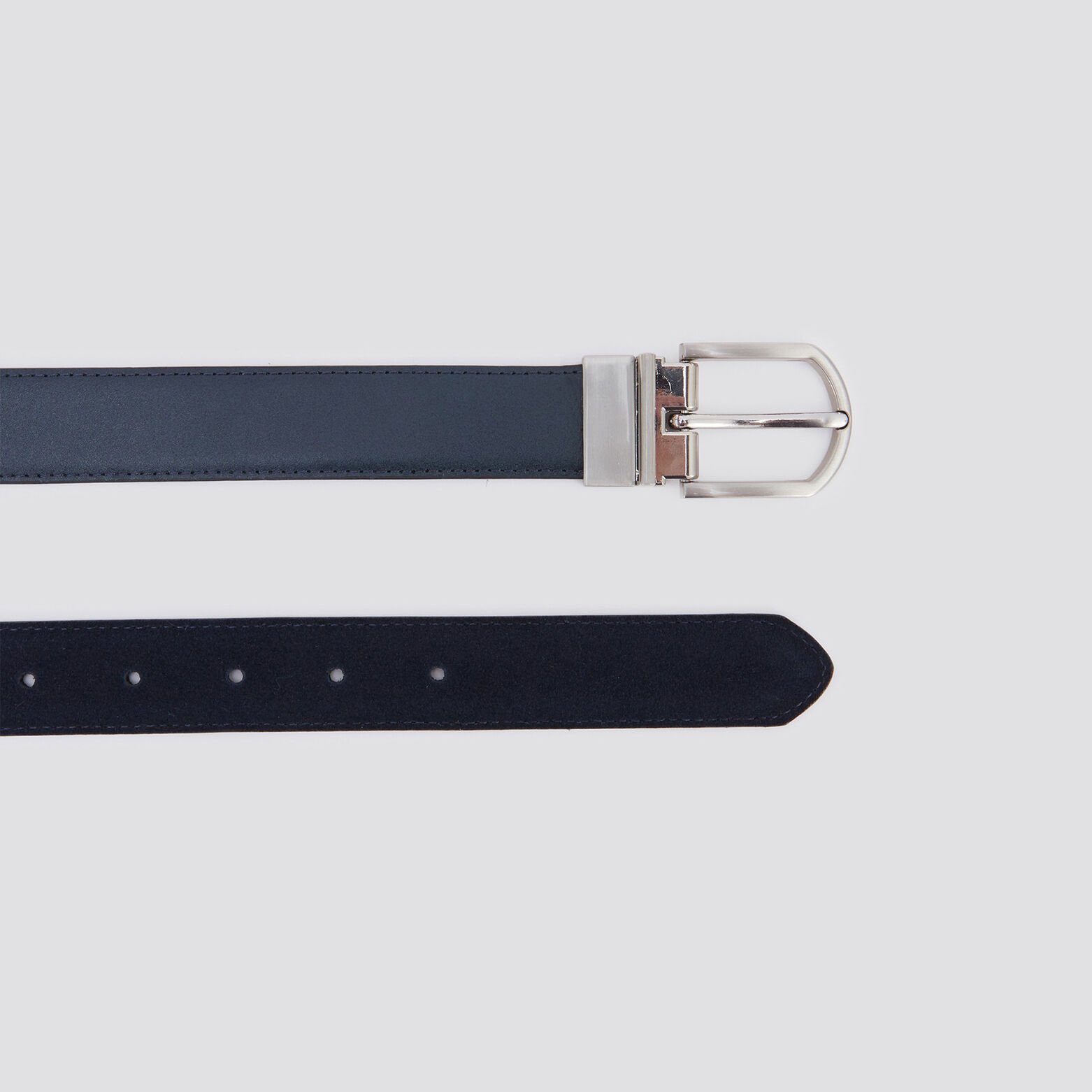 Ceinture réversible à boucle en Suède Bleu foncé