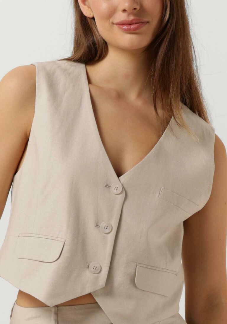 GESTUZ beige gestuz gilet lizagz linen waistcoat