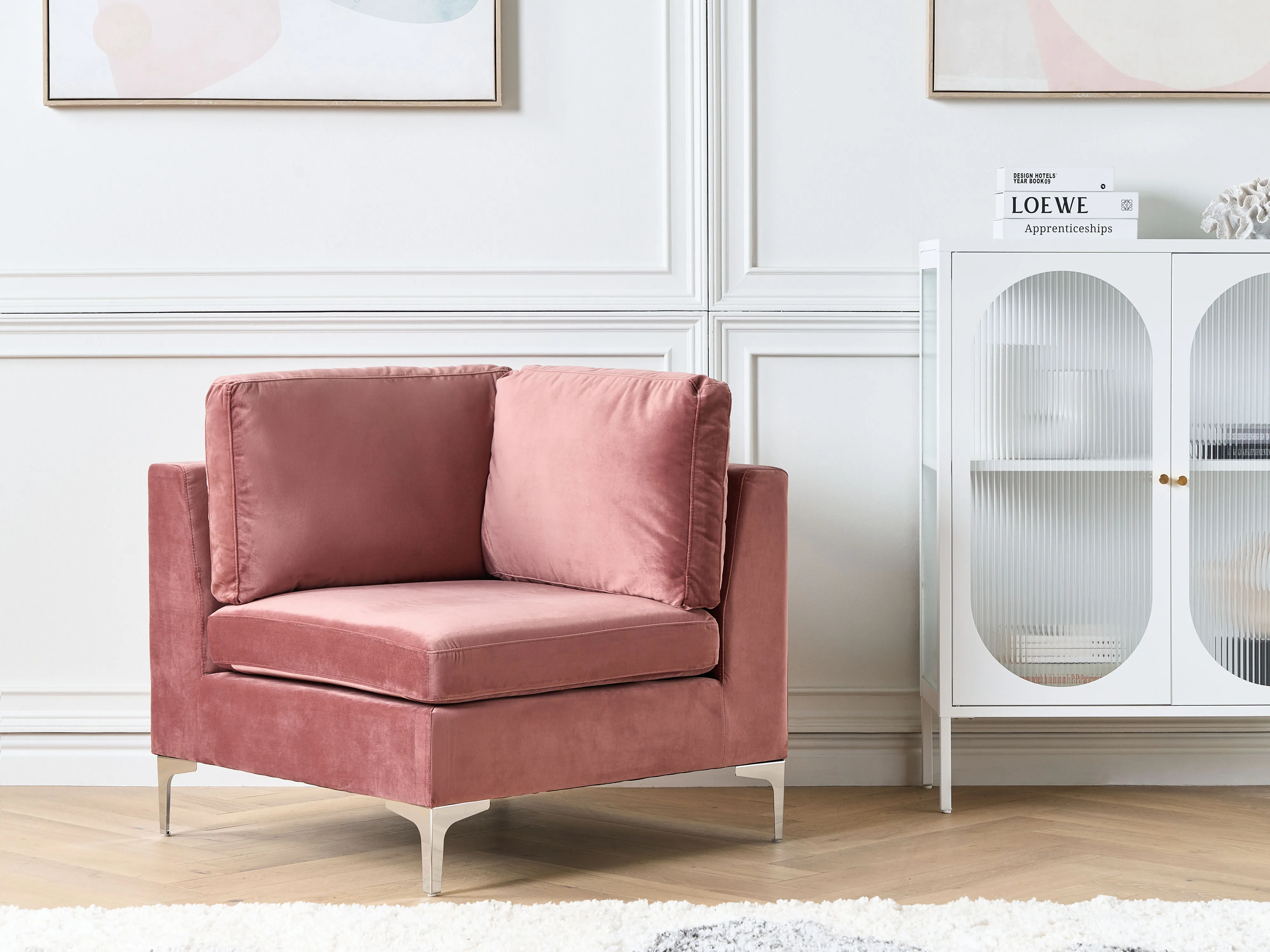 Hoekmodule EVJA Fluweel Roze