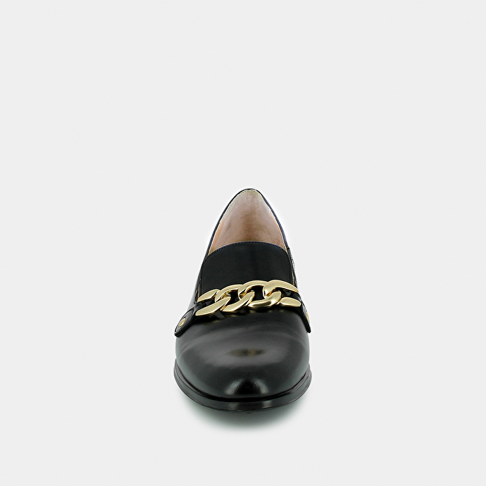 Mocassins à boucles dorées  en cuir noir