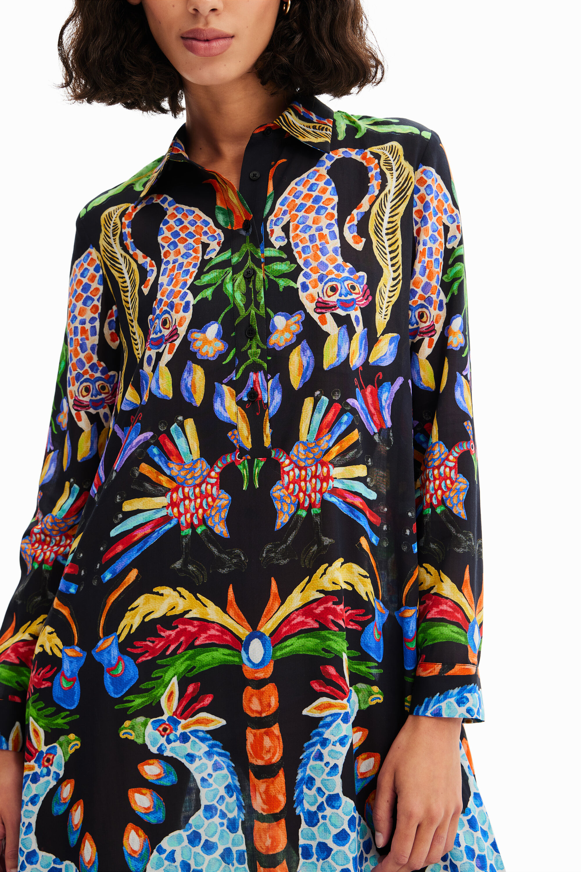 Vestido longo estilo camisa Stella Jean