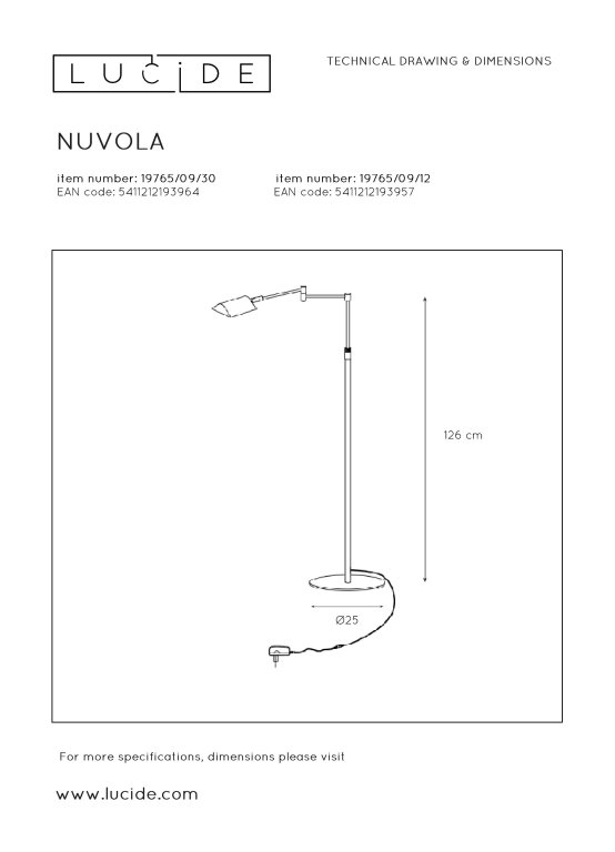 Lucide Nuvola vloerlamp LED zwart