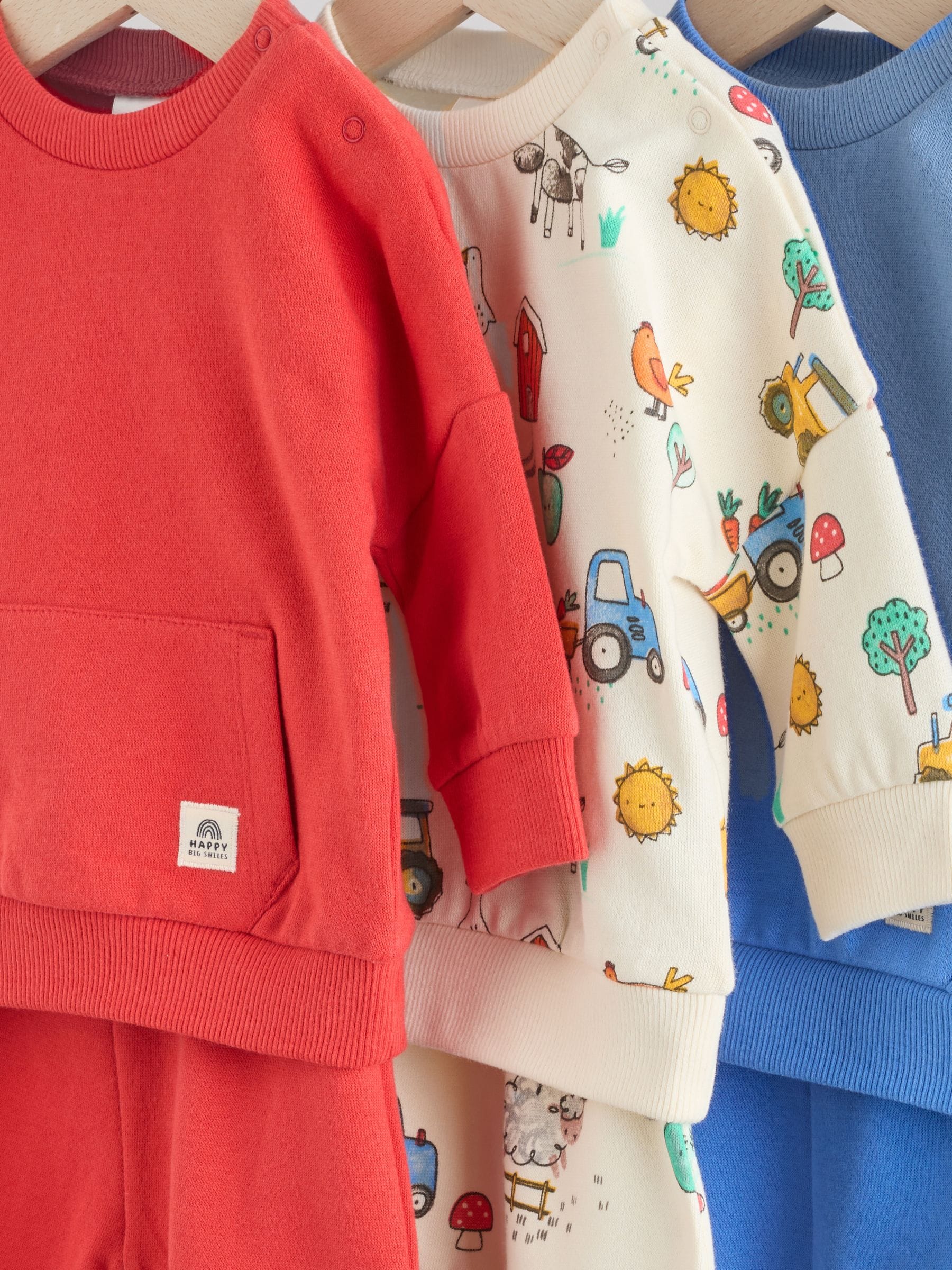 Felgekleurd met boerderijprint - Baby Sweatshirt en Joggingbroeken Set 6 stuks (0mnd-3jaar)