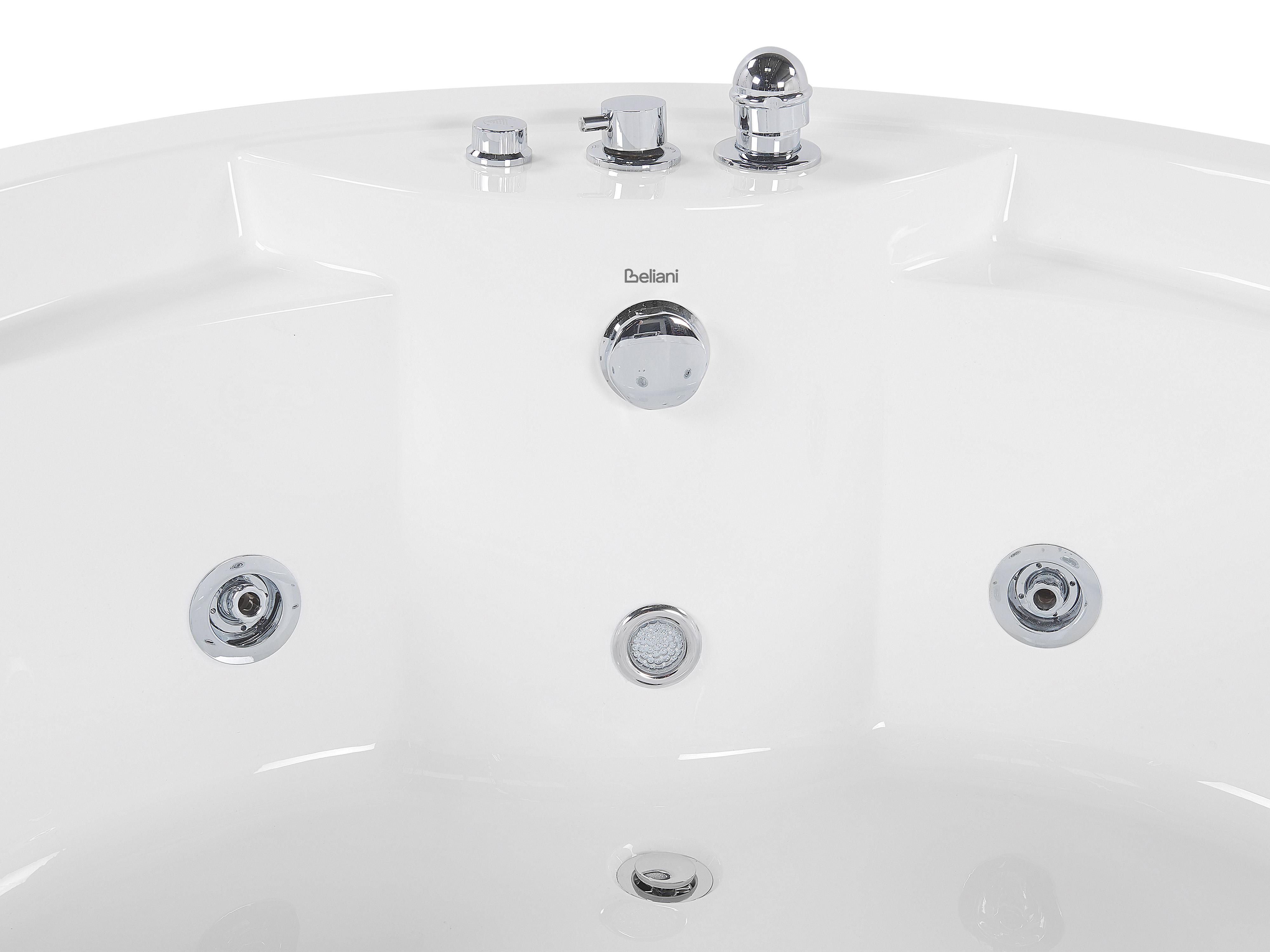 Hoek bubbelbad met LED MILANO met ingebouwde Bluetooth speaker 181 x 150 cm Wit
