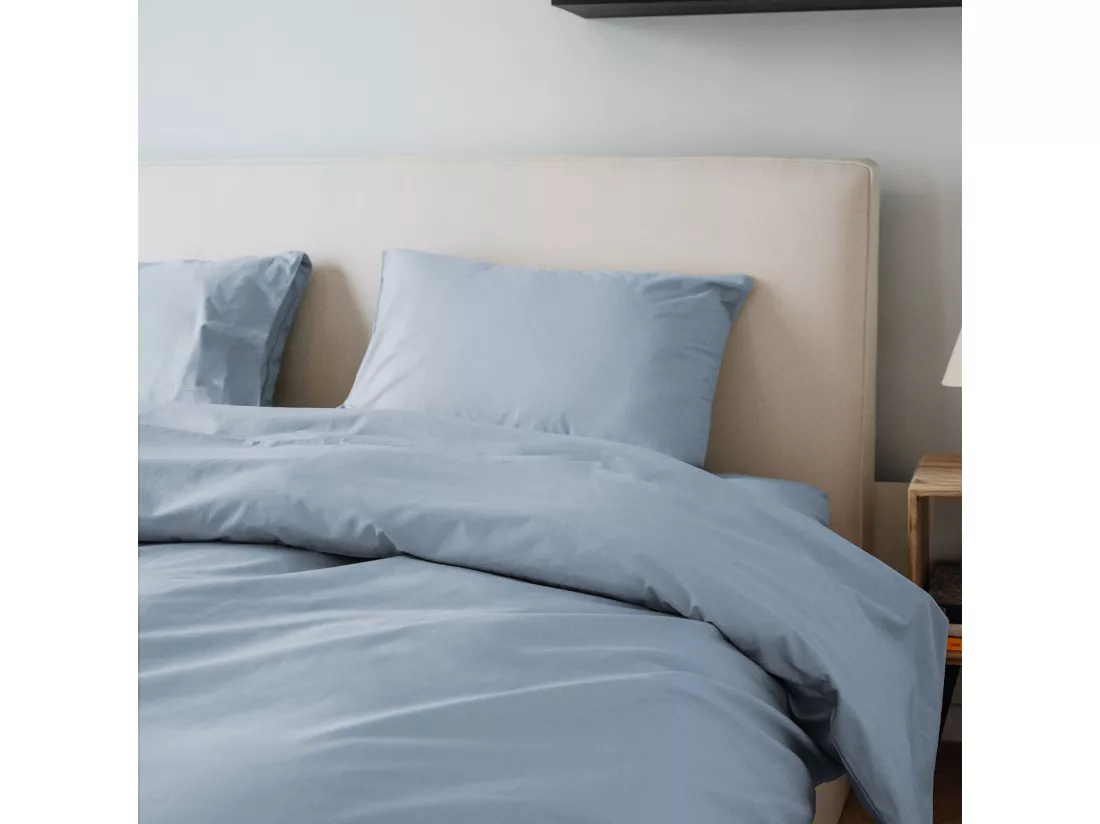 Taie d'Oreillers 65x65 cm - Bleu Gris - 100% percale de coton - Morphea