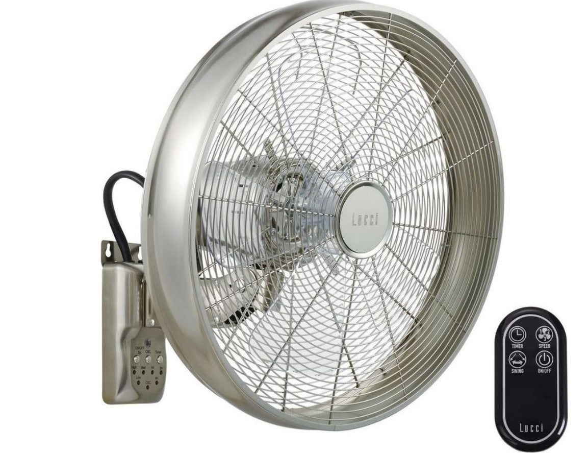 Lucci Air Wandventilator Breeze Staal Ã 46cm incl. Afstandsbediening