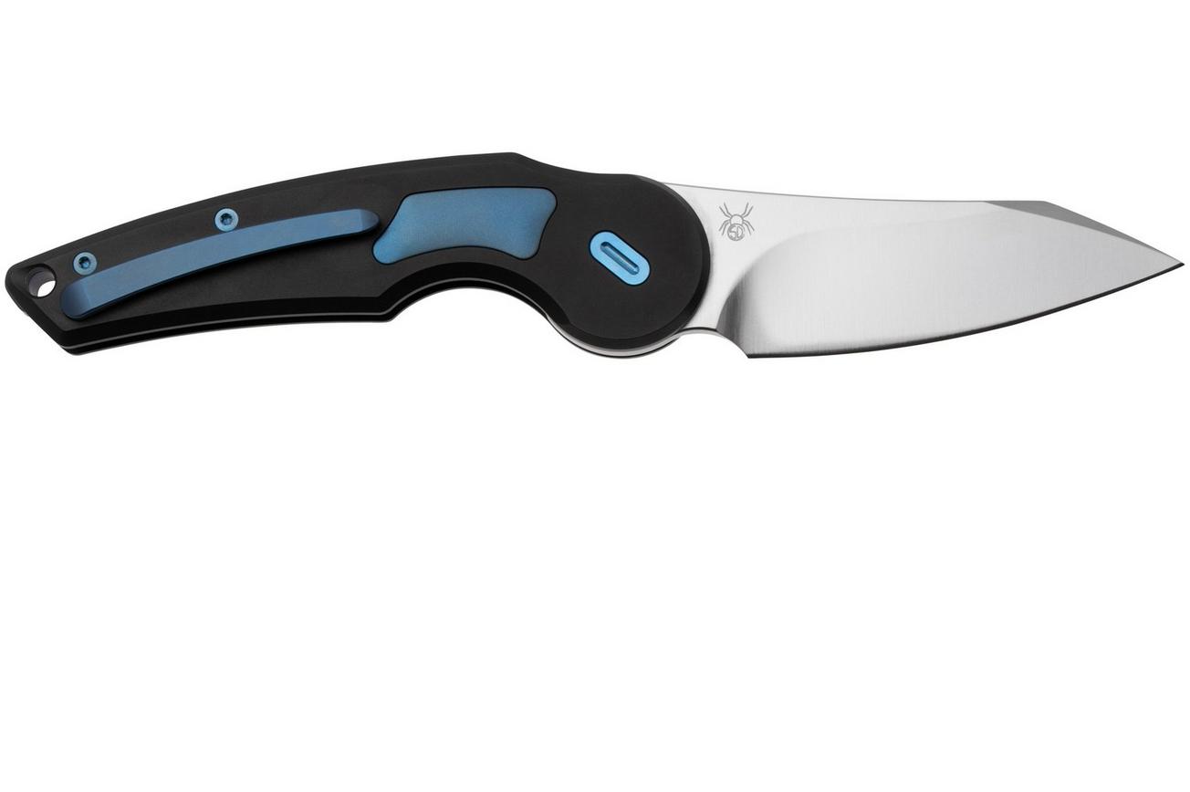FOX Knives Jupiter FX-555-TIBL, M390 Satin, Black PVD Titanium, Blue Oxidized Titanium Insert, zakmes