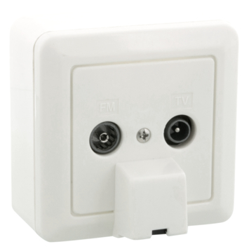 Q-Link coax contactdoos cat3 RTV/RJ45 inbouw/opbouw wit