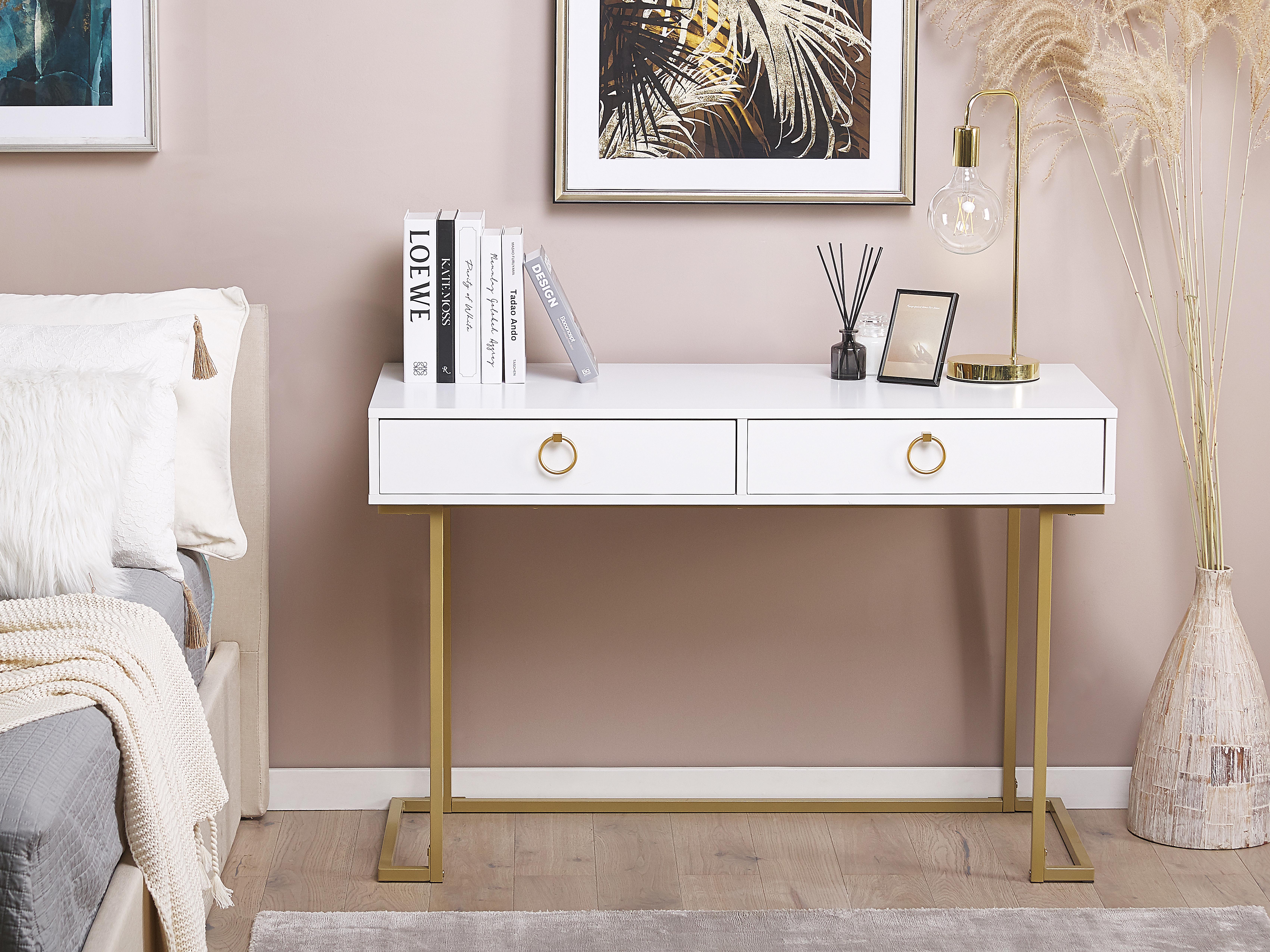 Sidetable WESTPORT Wit/goud 115 cm 50 cm met lades