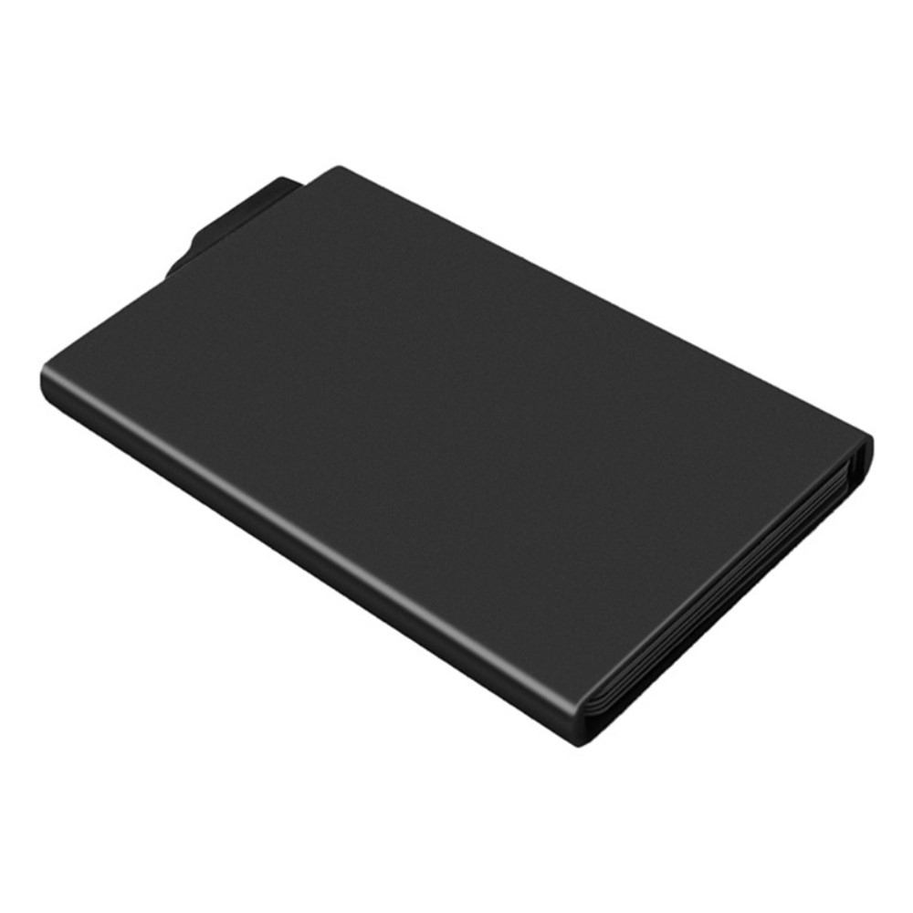 Mini Kreditkarten Aluminium Etui mit Kartenauswurf-Mechanismus (RFID Schutz) - Schwarz