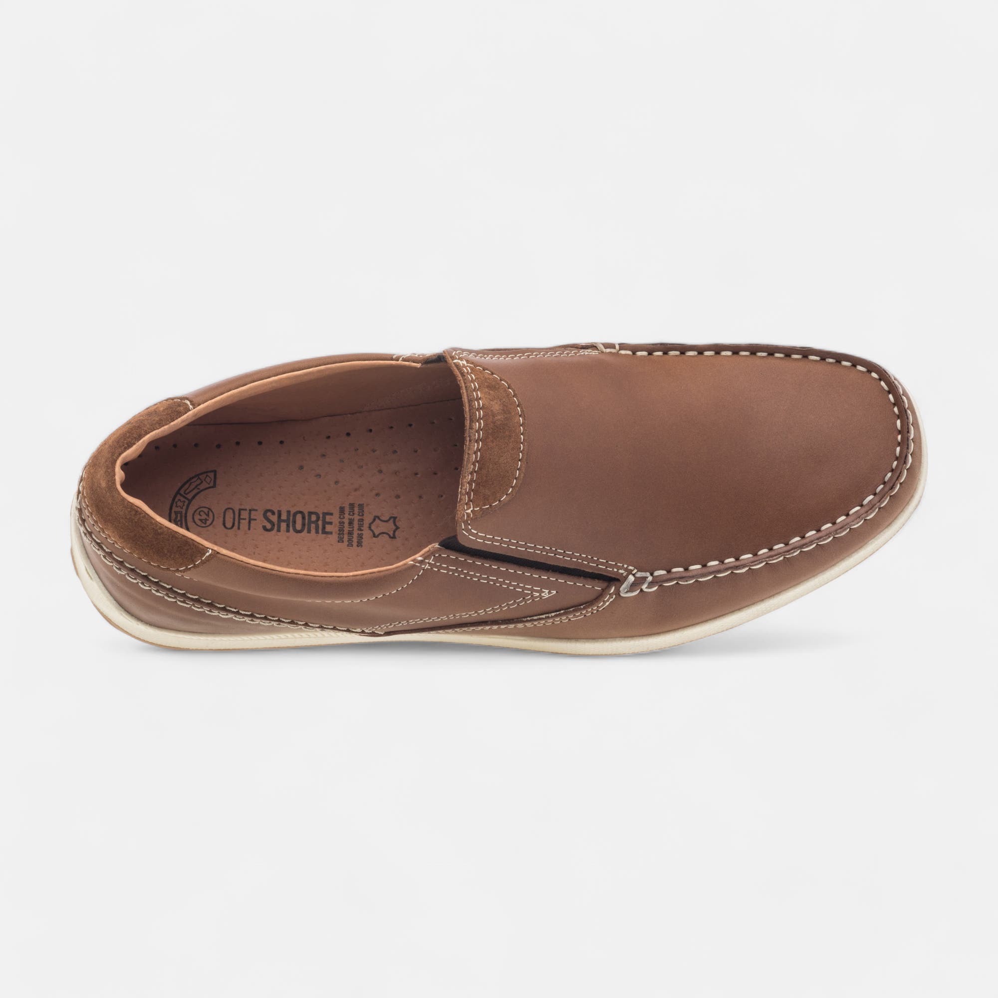 Mocassins pieds sensibles Homme en cuir cognac