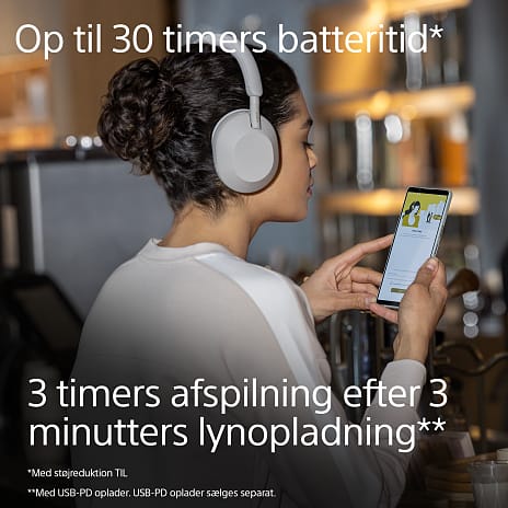 Sony WH-1000XM5 trådløse hovedtelefoner med støjreduktion - sølv