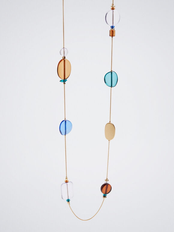 Colar com resina multicolorida - Multicolorido