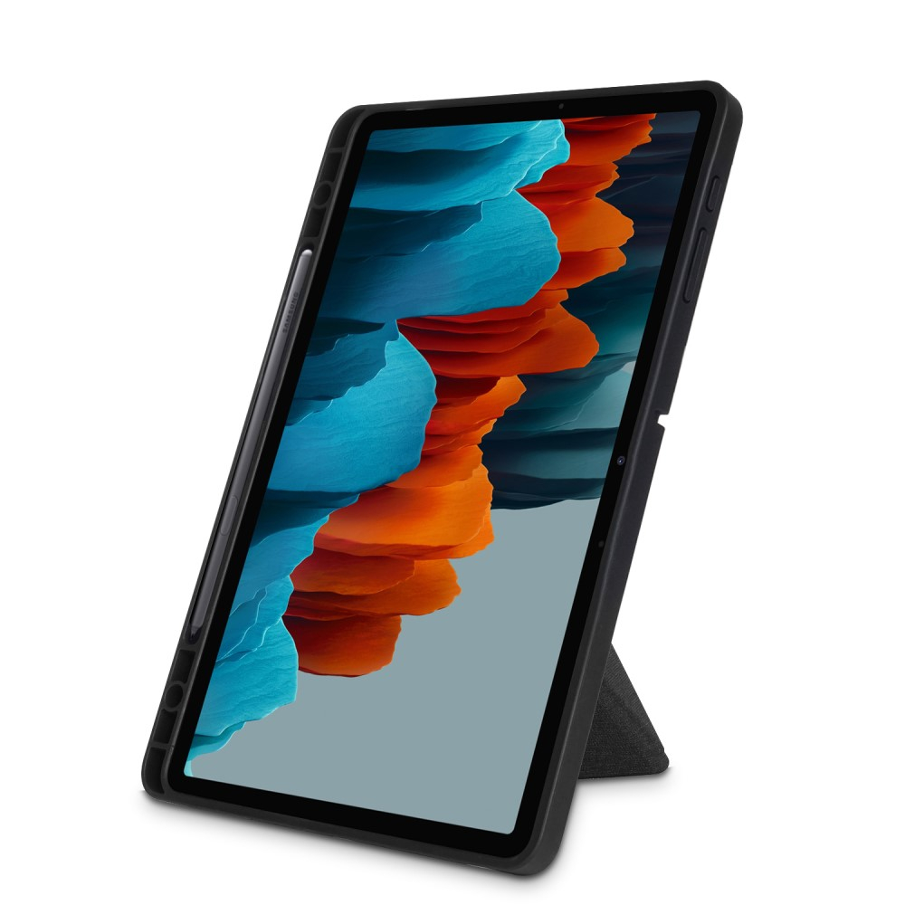 Samsung Galaxy Tab S8  Plus / Tab S7  Plus / Tab S7 FE 5G Leder Tasche Smart Cover Origami Flip Case - Schwarz