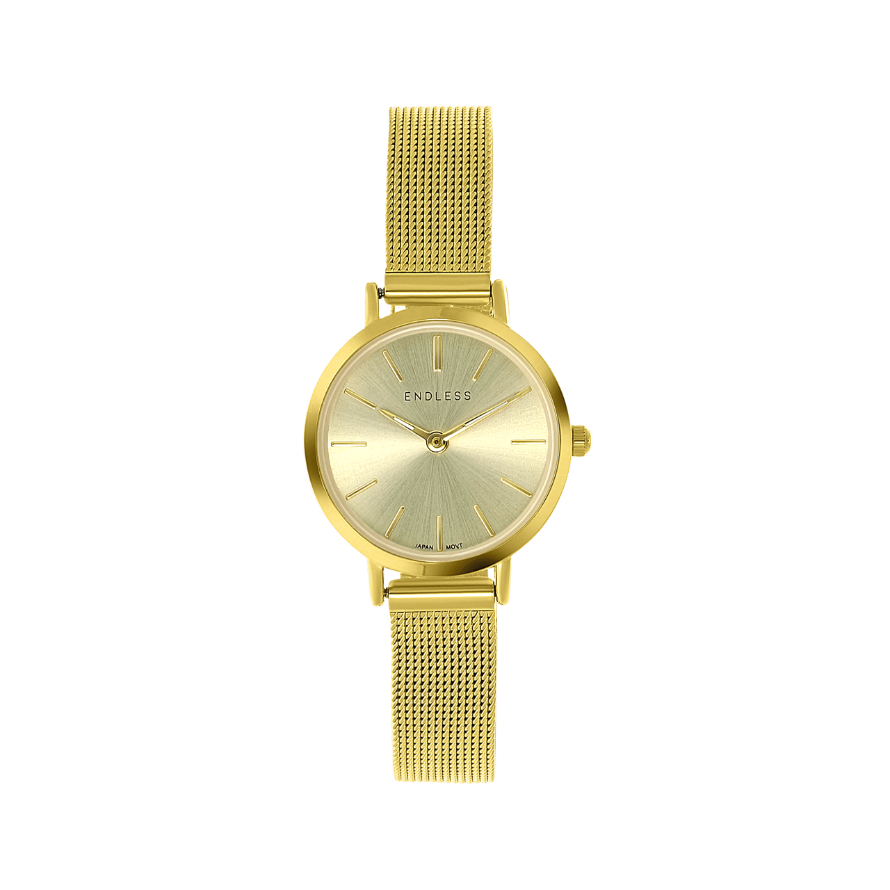 Endless horloge met goudkleurige mesh band