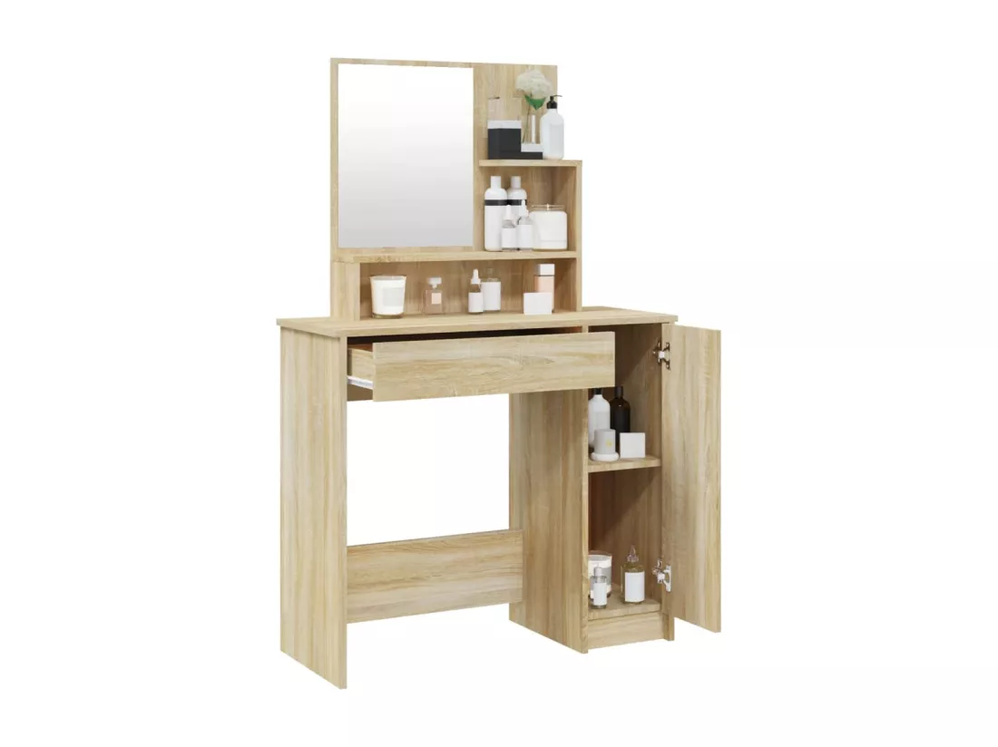 Coiffeuse avec miroir chêne sonoma 86,5x35x136 cm
