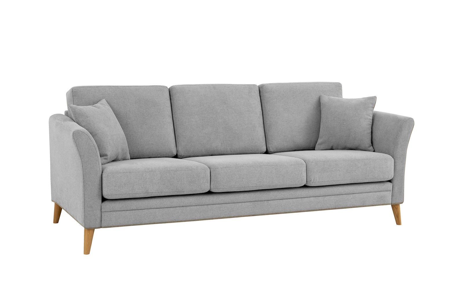 Eden 3-seter sofa Tekstil Brooklyn 3/1 Light Grey med ben i eik natur (15137).
