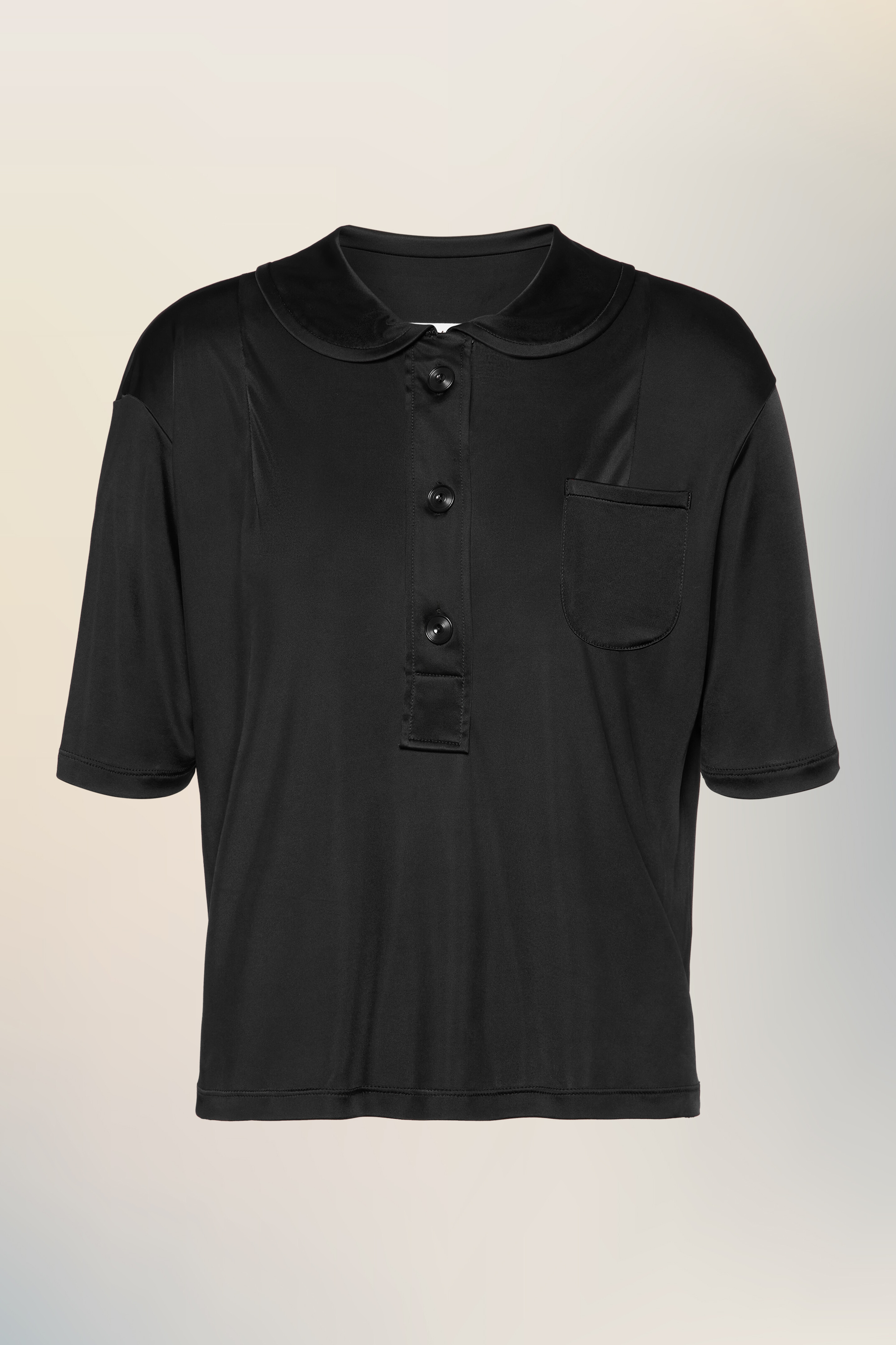 Polo noir en viscose pour femme Noir