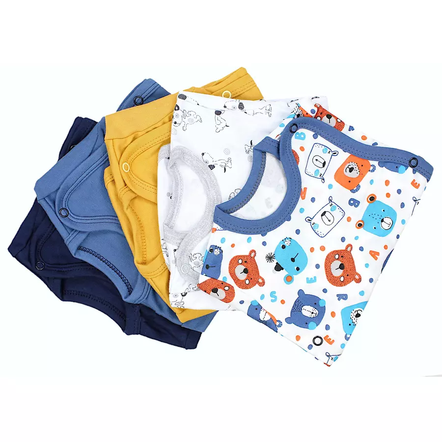 TupTam Baby Langarm Wickelbody im 5er Set blaugelb