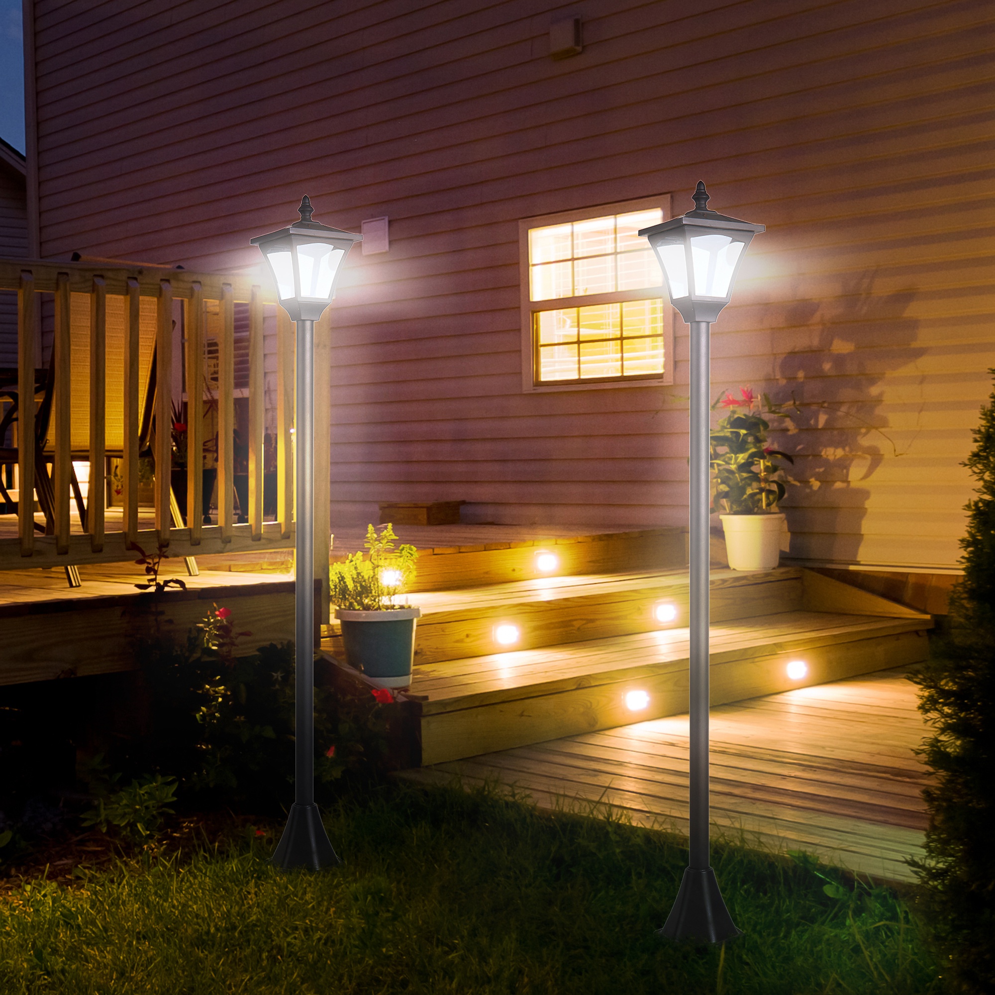 Postes de iluminação solar Outsunny pretos