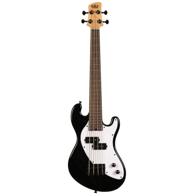 Kala Solid Body 4-String Fretless U-Bass Jet Black fretloze elektrische basgitaar met gigbag